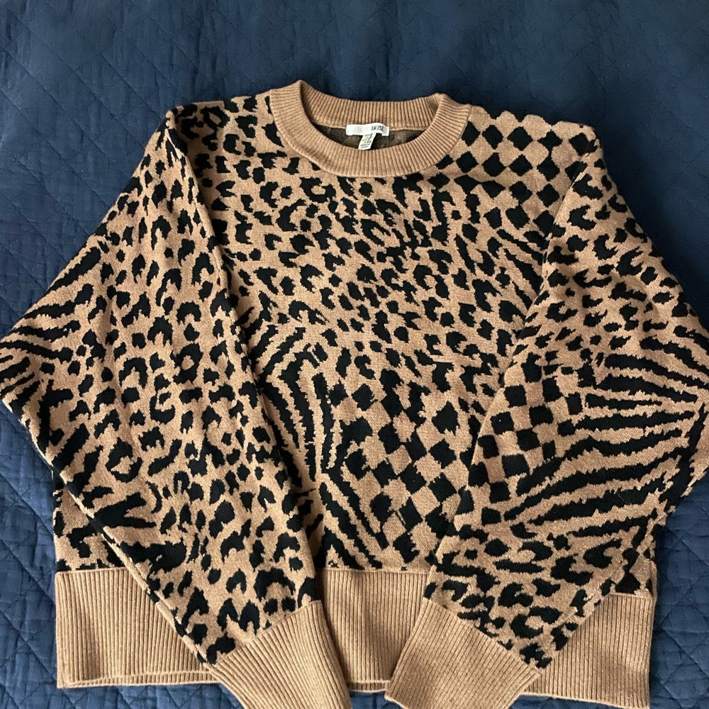 Amuse Society Leopard Print Sweater - Tan and Black